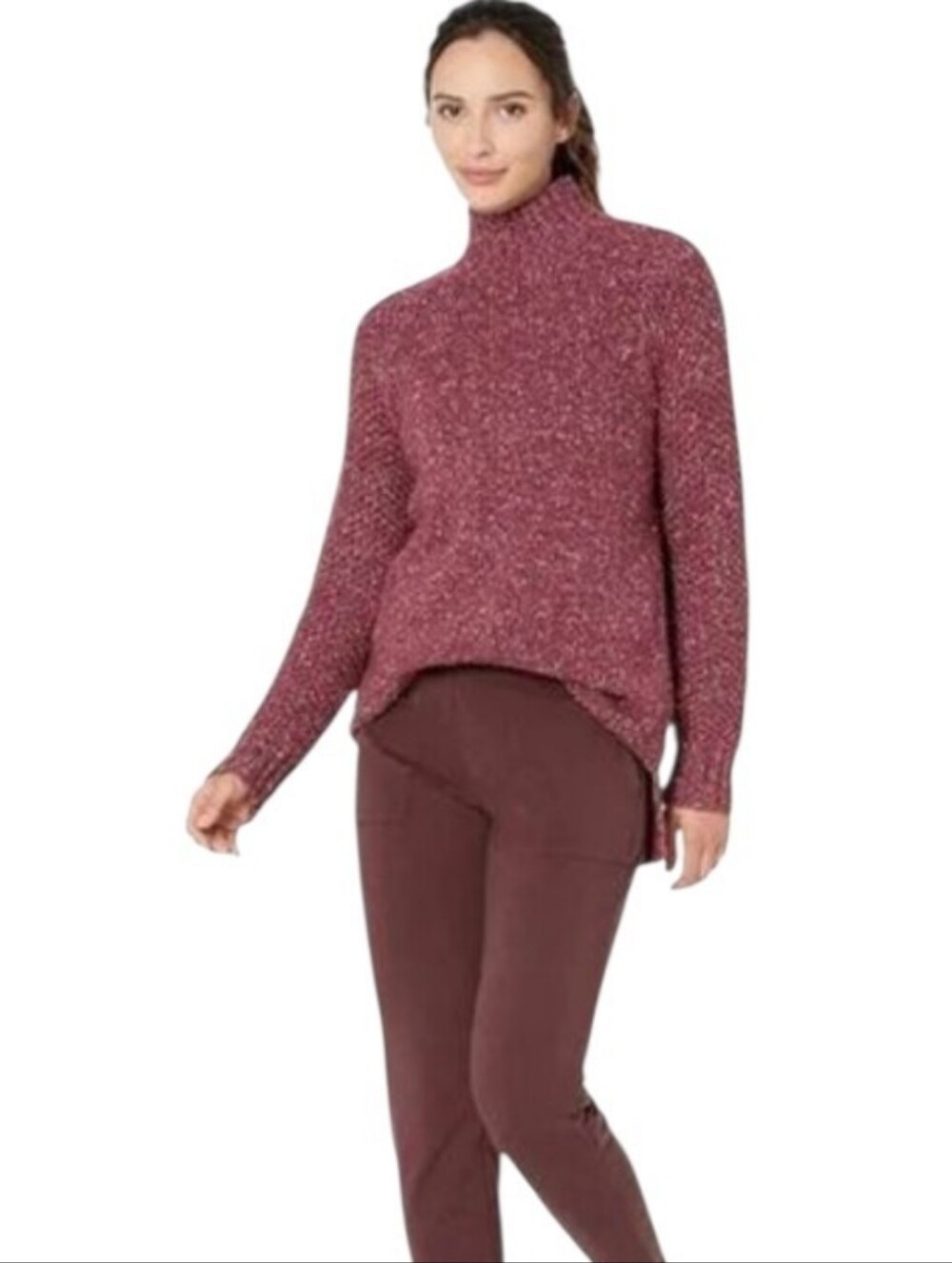 NWT PRANA Ibid Sweater Tunic Maroon Burgundy Wool Blend Large